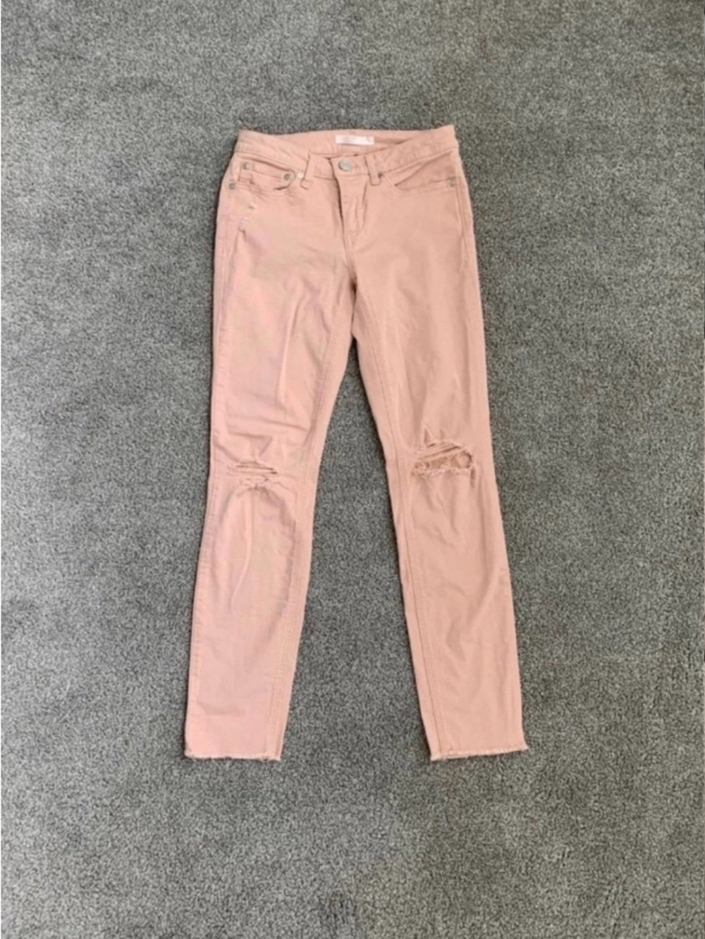 LC Lauren Conrad Blush Pink Skinny Jeans with Knee Rips